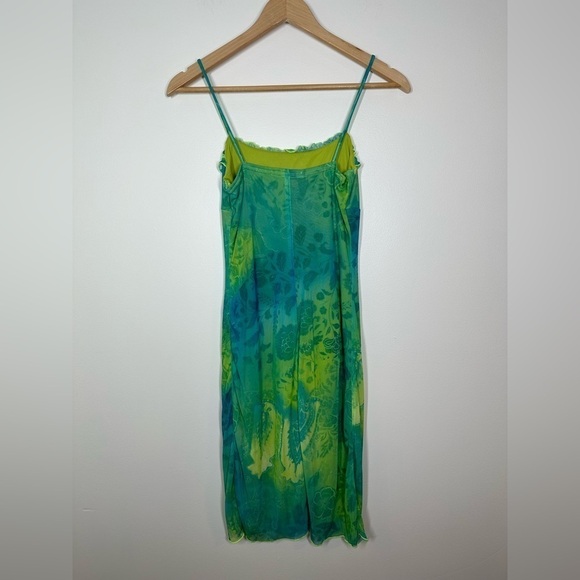 VINTAGE La Belle Lime Green Burnout Mini Dress Small - Picture 5 of 5